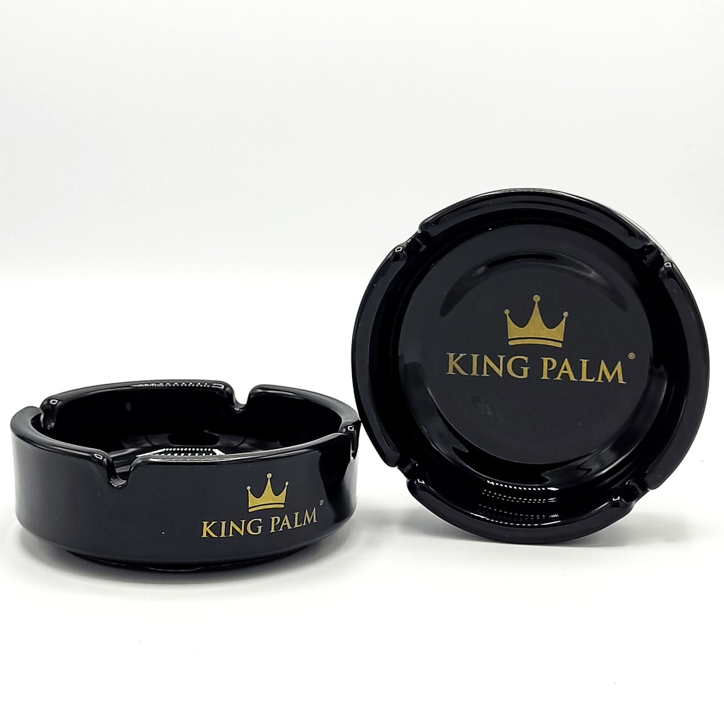 KING PALM ASHTRAY (BLACK GLASS)